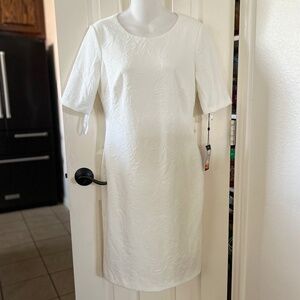 Tommy Hiliger Floral Knit Sheath White Dress